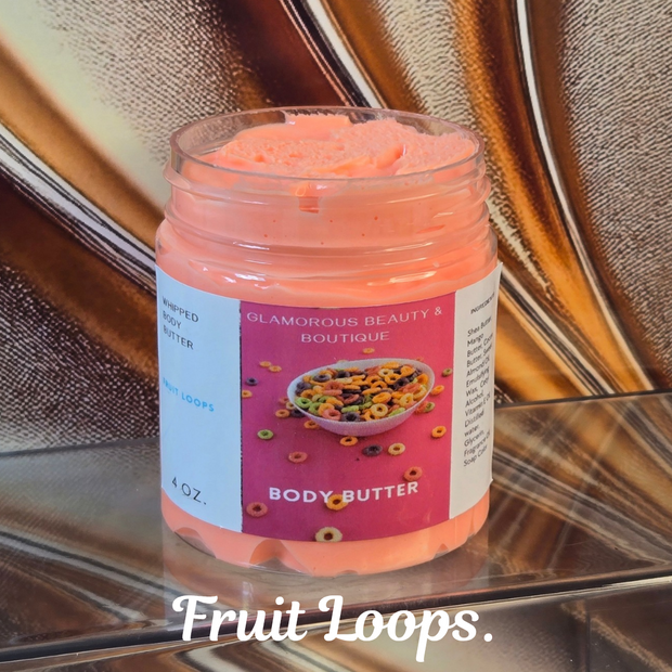 Fruit Loops Whipped Body Butter. Handmade Shea & Cocoa Butter Body Butter. All Natural Non Greasy Emulsified Body Butter. Bakery Scented
