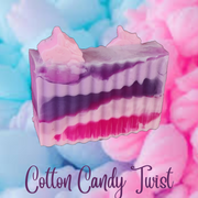 Cotton Candy Twist Handmade All Natural Goat Milk & Shea Butter Soap with Embeds.Makeup Brush Cleaner. Cute Handcrafted Swirl Soap - Glamorous Beauty & Boutique