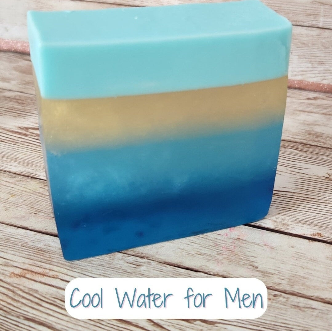 Cool Water for Men Soap. Handmade All Natural Goat Milk & Mango Butter Soap. Masculine Soap - Glamorous Beauty & Boutique