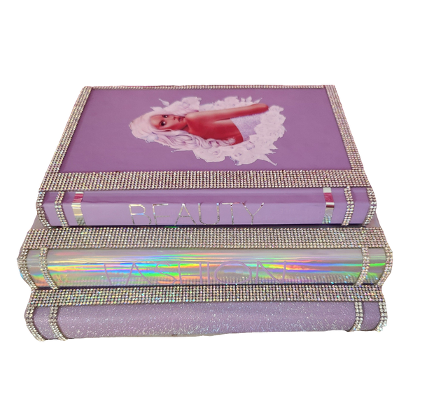 Glam Book Stack (Set of 3). Custom Coffee Table Decor. Purple Glitter, Holographic Silver & Lilac Books. Glam Decor. Makeup Room Decor. - Glamorous Beauty & Boutique