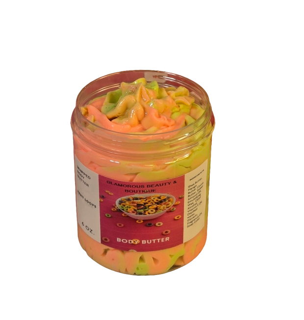 Fruit Loops Whipped Body Butter. Handmade Shea & Cocoa Butter Body Butter. All Natural Non Greasy Emulsified Body Butter. Bakery Scented