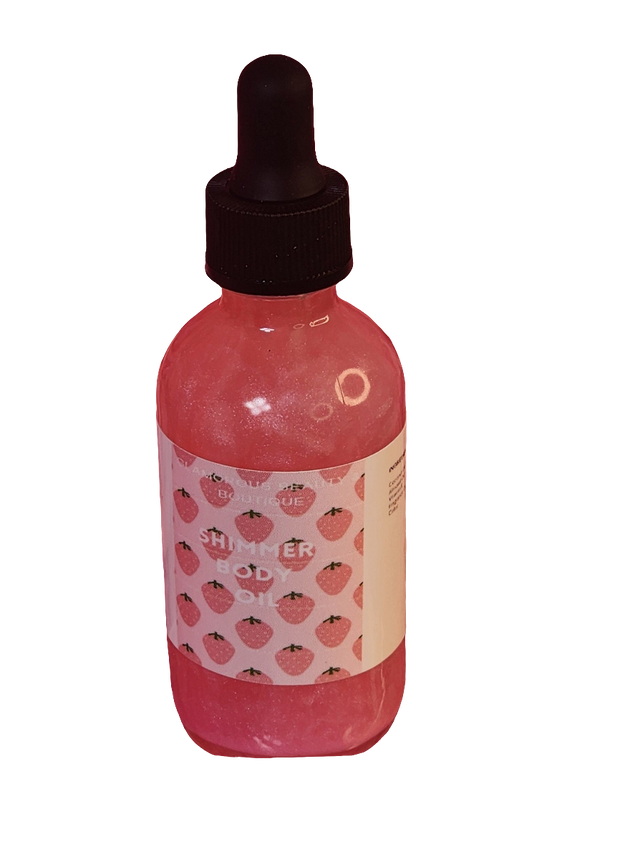 Strawberry Shortcake All Natural Pink Shimmer Body Oil. Luxurious and Moisturizing Body Oil for Dry or Normal Skin. Massage Oil. - Glamorous Beauty & Boutique