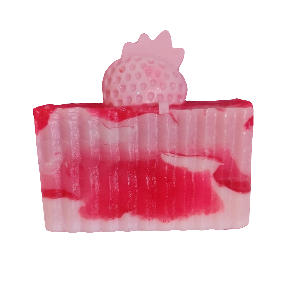 Strawberry Shortcake Handmade All Natural Goat Milk & Shea Butter Soap/Makeup Brush Cleaner. Cute Handcrafted Soap. Yoni Soap Bar