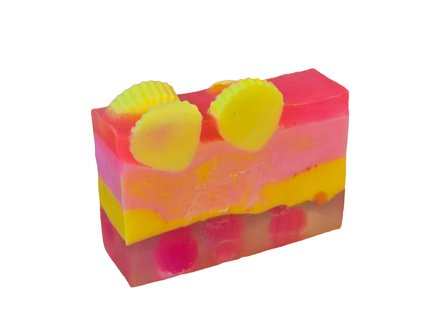 Aloha Paradise Handmade All Natural Goat Milk & Shea Butter Soap with Embeds. Yoni Soap Bar. Cute Handcrafted Layered Soap