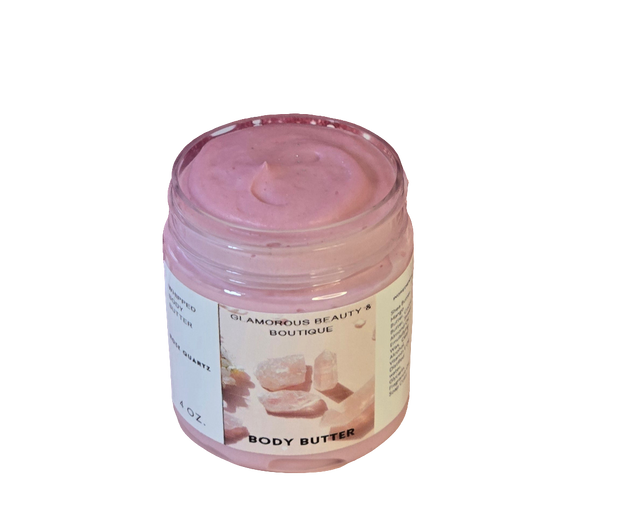 Rose Quartz Whipped Body Butter. Handmade Shea, Cocoa and Mango Butter Body Frosting. All Natural Non Greasy No Melt Body Butter