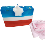 Rocket Pop Patriotic Soap with a Fresh Raspberries scent. Handmade All Natural Goat Milk & Shea Butter Soap. Summer Soap. 4th of July