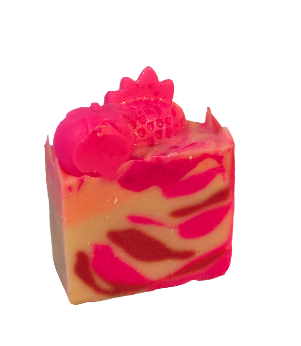 Pink Strawberry Organic Cold Process Swirl Soap. Handmade All Natural Handcrafted Soap. Cute Swirl Soap! Pink Soap Bar. Yoni Soap