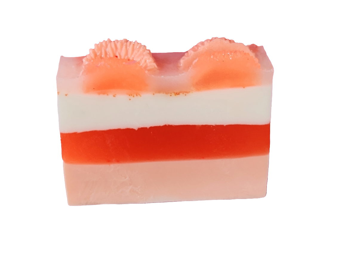 Orange Creamsicle Handmade All Natural Goat Milk & Shea Butter Soap with Embeds. Yoni Soap Bar. Cute Handcrafted Layered Soap