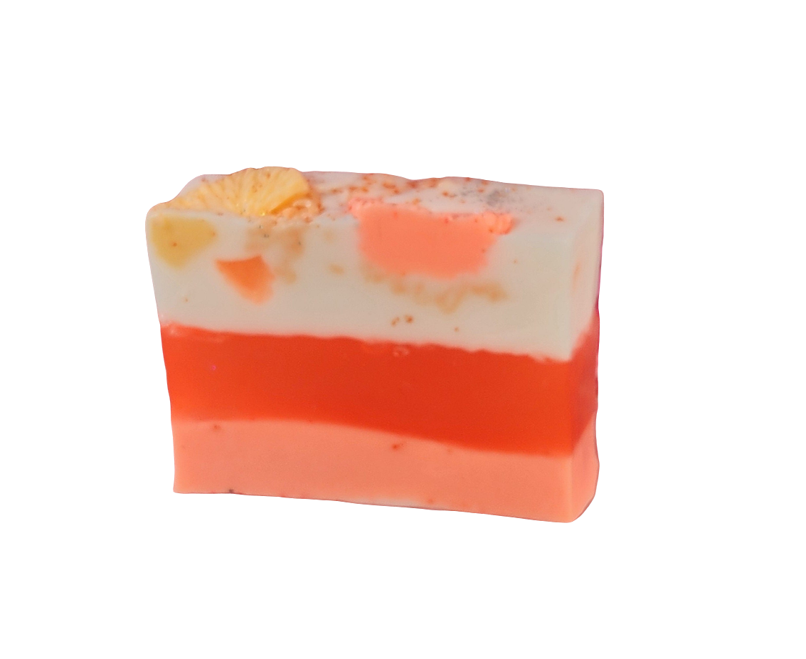 Orange Creamsicle Handmade All Natural Goat Milk & Shea Butter Soap with Embeds. Yoni Soap Bar. Cute Handcrafted Layered Soap - Glamorous Beauty & Boutique