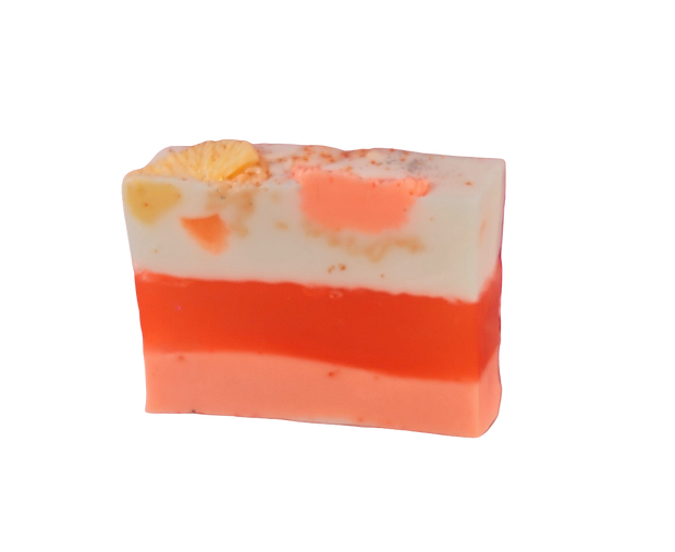 Orange Creamsicle Handmade All Natural Goat Milk & Shea Butter Soap with Embeds. Yoni Soap Bar. Cute Handcrafted Layered Soap - Glamorous Beauty & Boutique
