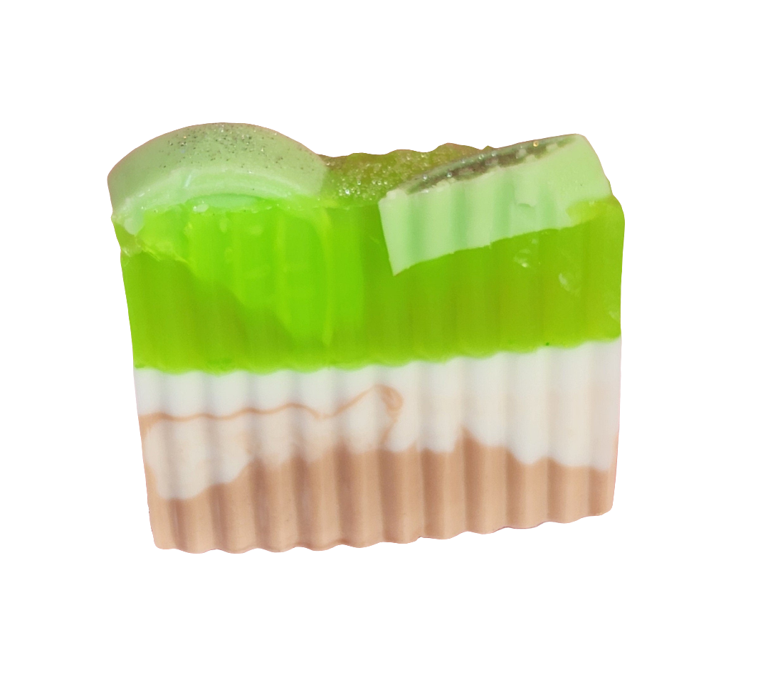 Key Lime Handmade All Natural Goat Milk & Shea Butter Soap with Embeds. Yoni Soap Bar. Cute Handcrafted Layered Soap