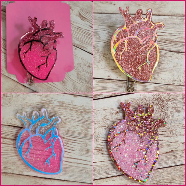 Custom Anatomical Heart & Cardiac Nurse Resin Badge Holder. Resin Retratable Badge Reel. Cardiac Nurse. ICU. Telemetry. - Glamorous Beauty & Boutique
