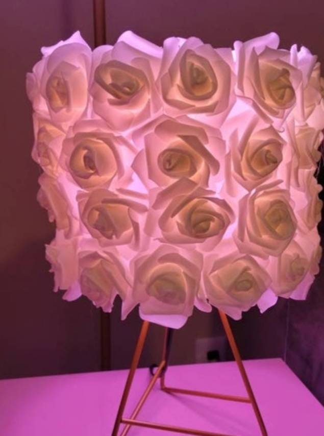 Ivory Rose and Gold Table Lamp. Glam Home Decor. Rose Lamp. - Glamorous Beauty & Boutique