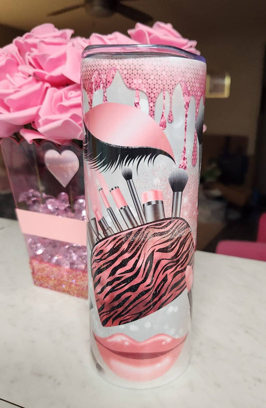 Dripping Pink Glitter Makeup Themed Glam Tumbler for Lovers of the Beauty & Makeup! - Glamorous Beauty & Boutique