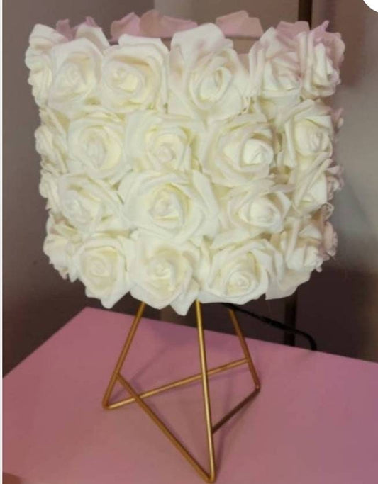 Ivory Rose and Gold Table Lamp. Glam Home Decor. Rose Lamp. - Glamorous Beauty & Boutique