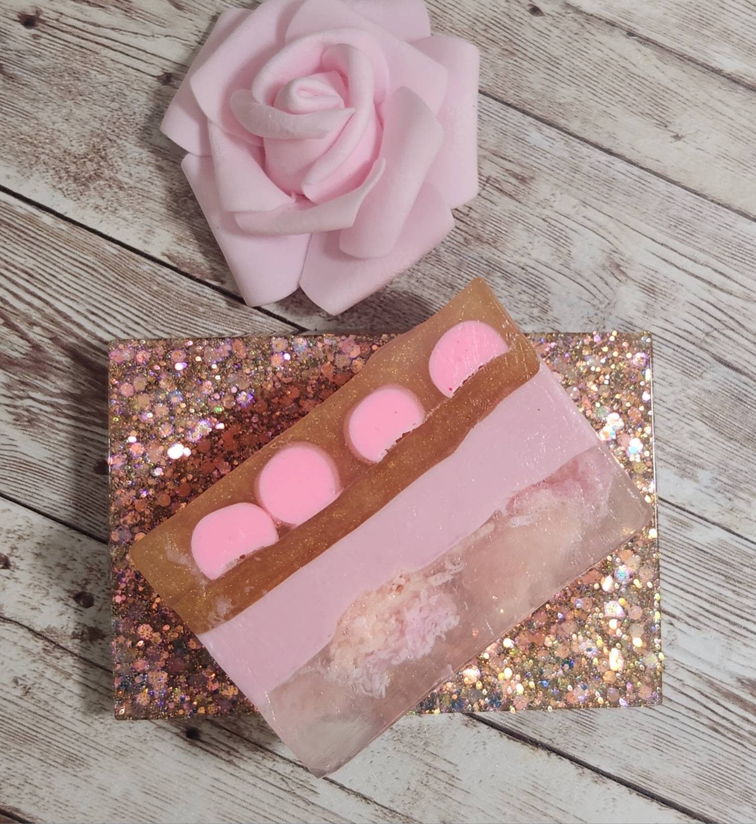 Rose Gold Cute Pink Handmade All Natural Goat Milk & Shea Butter Soap/Makeup Brush Cleaner. Yoni Soap Bar. - Glamorous Beauty & Boutique