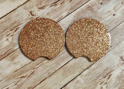 Gold Glitter Resin Car Coasters (Set of 2). Glam Car Accessories - Glamorous Beauty & Boutique