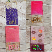 Vertical Glitter Badge Buddy for Medical Professionals. Nurse Badge Buddy. Acrylic & Resin Glitter Badge Buddy - Glamorous Beauty & Boutique