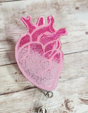 Custom Anatomical Heart & Cardiac Nurse Resin Badge Holder. Resin Retratable Badge Reel. Cardiac Nurse. ICU. Telemetry. - Glamorous Beauty & Boutique