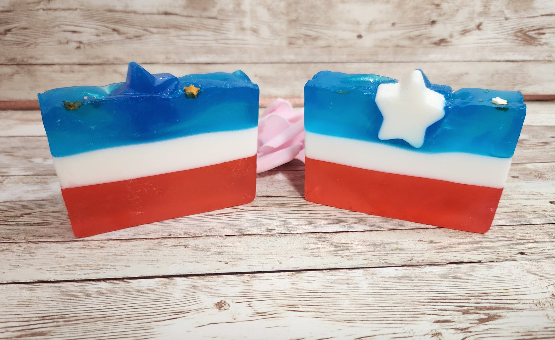 Rocket Pop Patriotic Soap with a Fresh Raspberries scent. Handmade All Natural Goat Milk & Shea Butter Soap. Summer Soap. 4th of July - Glamorous Beauty & Boutique