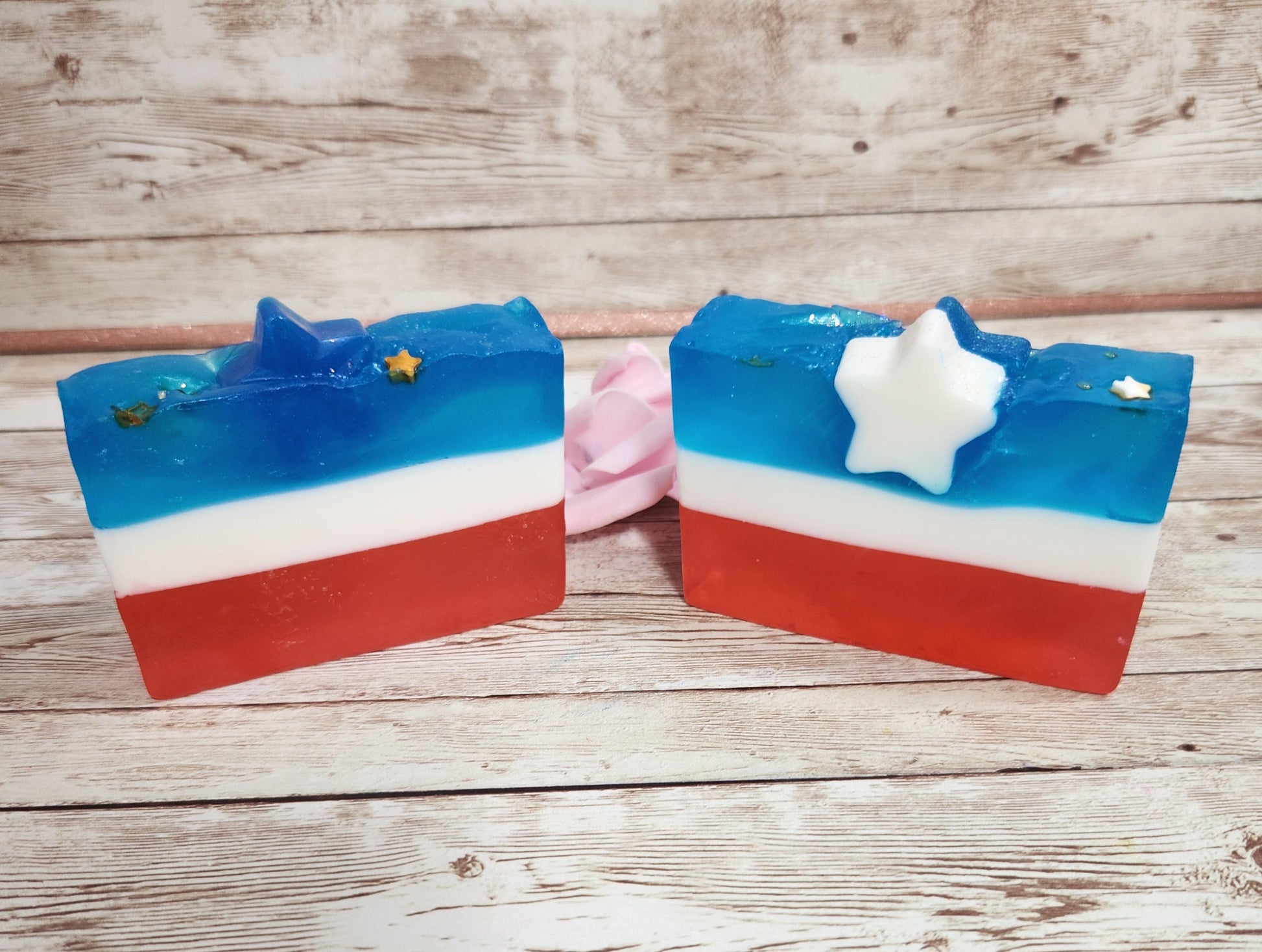 Rocket Pop Patriotic Soap with a Fresh Raspberries scent. Handmade All Natural Goat Milk & Shea Butter Soap. Summer Soap. 4th of July - Glamorous Beauty & Boutique