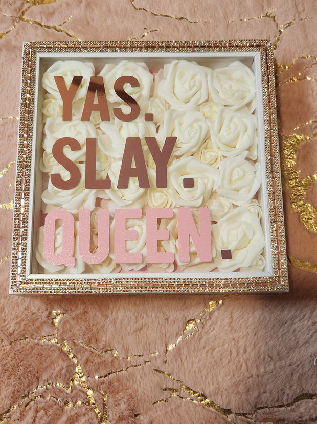 Create Your Own Rose Shadow Box. Glam Decor. Pick Your Color Roses and Vinyl. Custom Wall Decor. Nursery, Living Room, Makeup Room Decor - Glamorous Beauty & Boutique