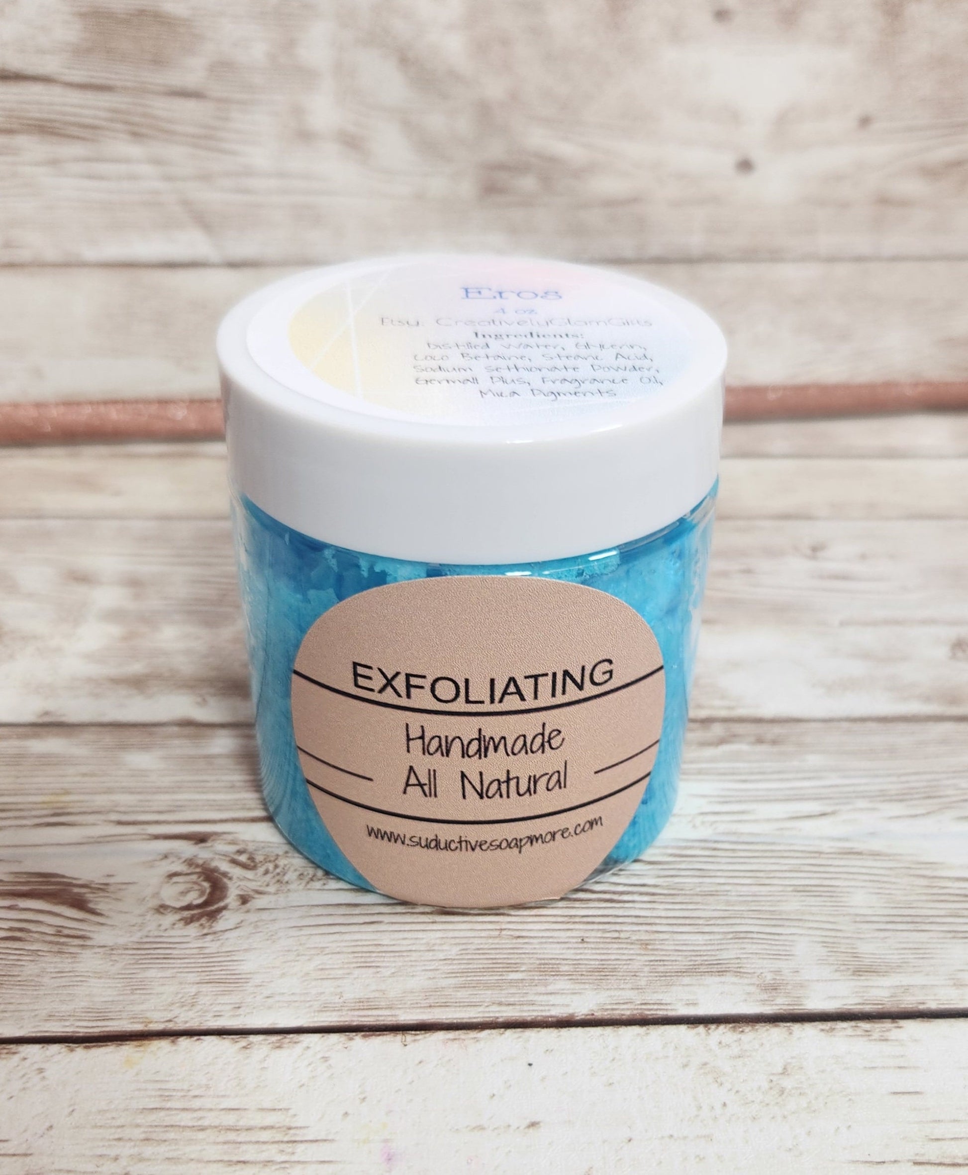 Men's Whipped Foaming Sugar Scrub in Eros Type. Exfoliating Body Wash & Scrub. All Natural Shea Butter Whipped Soap - Glamorous Beauty & Boutique