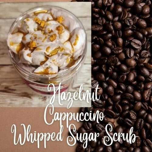 Hazelnut Cappuccino Whipped Foaming Sugar Scrub. Exfoliating Shea Butter Body Wash & Scrub. All Natural Whipped Scrub - Glamorous Beauty & Boutique