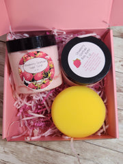 Strawberry Shortcake Body Butter & Whipped Sugar Scrub Gift Set. Handmade All Natural Fluffy Whipped Sugar Scrub and Body Butter Combo - Glamorous Beauty & Boutique