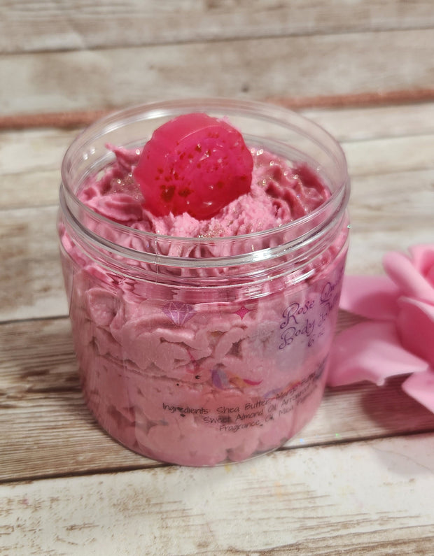 Rose Quartz Whipped Body Butter. Handmade Avocado, Shea & Mango Butter Body Frosting. All Natural Non Greasy Emulsified Body Butter - Glamorous Beauty & Boutique