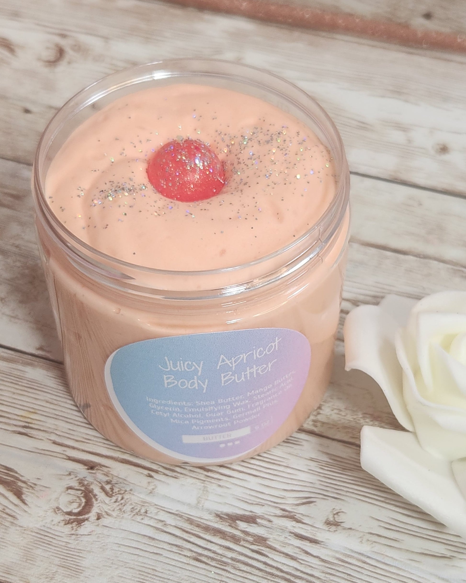 Juicy Apricot Whipped Body Butter. Handmade Shea & Mango Body Frosting. All Natural Non Greasy Emulsified Body Butter - Glamorous Beauty & Boutique