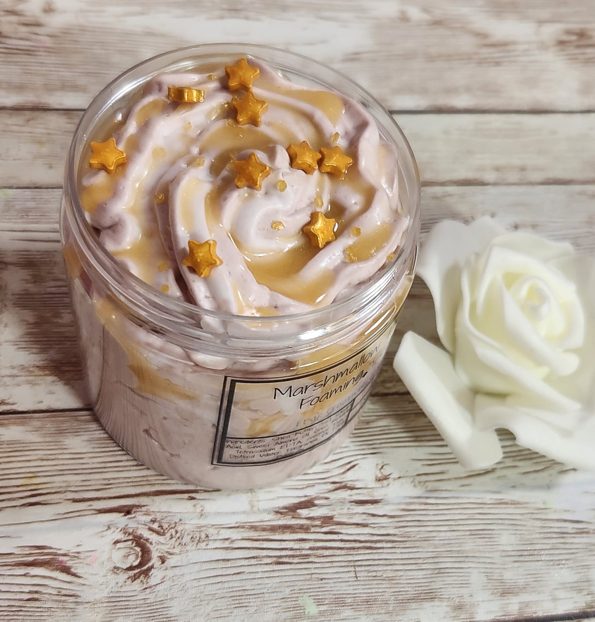 Marshmallow Fireside BBW Type Whipped Foaming Sugar Scrub. Exfoliating Body Wash & Scrub. All Natural Shea Butter Whipped Soap/Shaving Cream - Glamorous Beauty & Boutique