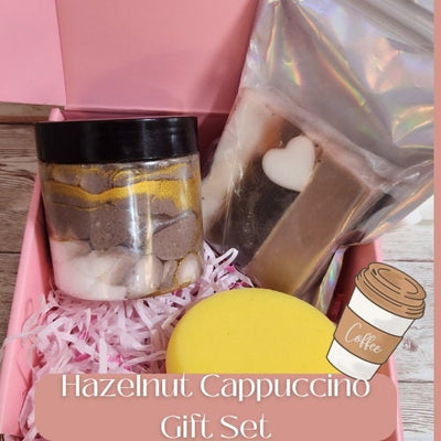 Hazelnut Cappuccino Whipped Sugar Scrub & Goat Milk Soap Gift Set. Handmade All Natural Fluffy Whipped Sugar Scrub and Soap Combo - Glamorous Beauty & Boutique