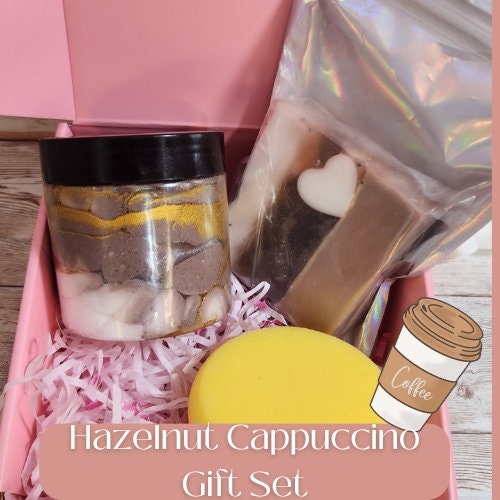 Hazelnut Cappuccino Whipped Sugar Scrub & Goat Milk Soap Gift Set. Handmade All Natural Fluffy Whipped Sugar Scrub and Soap Combo - Glamorous Beauty & Boutique