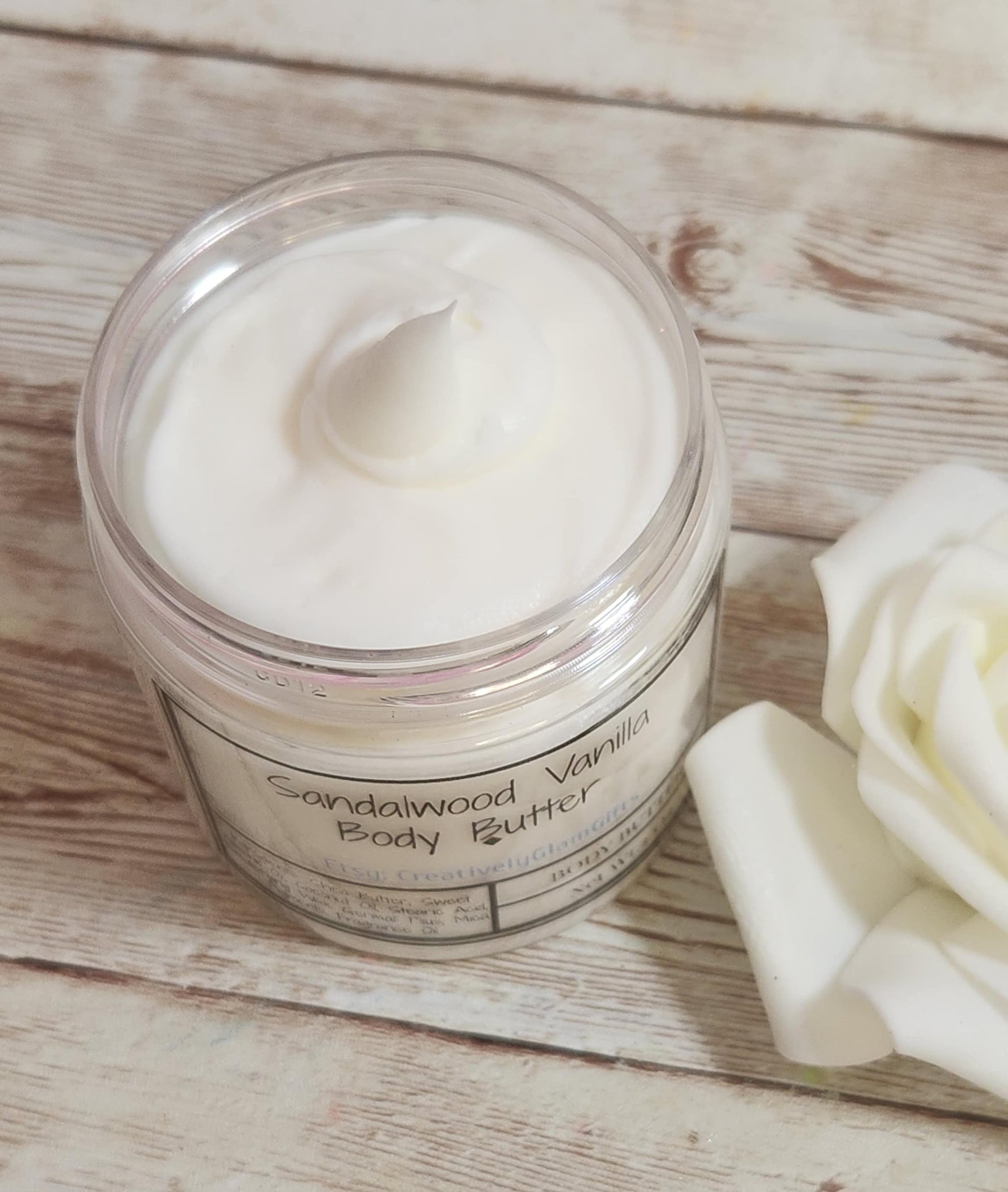 Sandalwood Vanilla Whipped Body Butter. Handmade Shea & Cocoa Butter Body Frosting. All Natural Non Greasy Emulsified Body Butter - Glamorous Beauty & Boutique