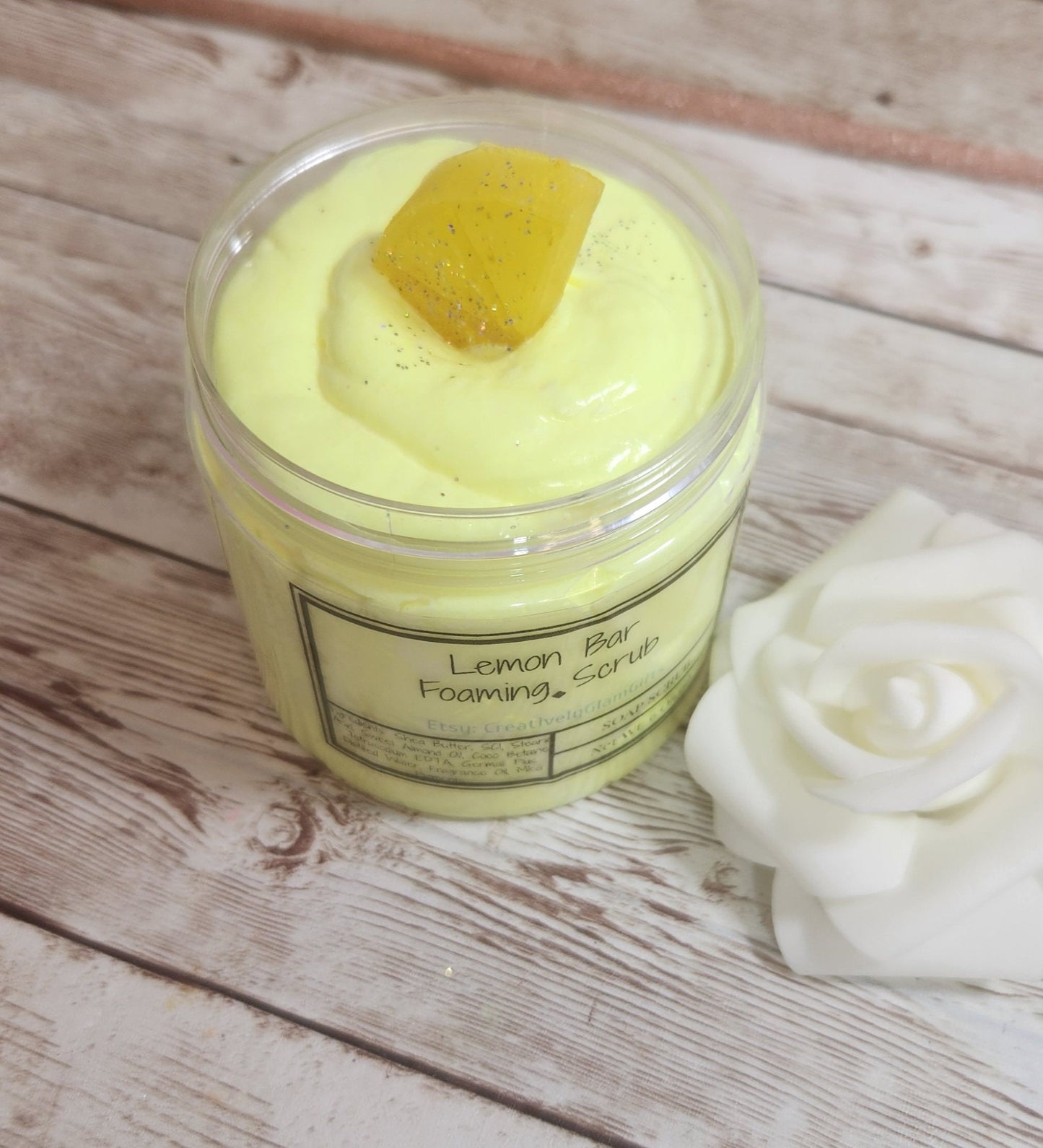 Lemon Cookie Bar Whipped Foaming Sugar Scrub. Exfoliating Body Wash & Scrub. All Natural Shea Butter Whipped Soap and Shaving Cream - Glamorous Beauty & Boutique