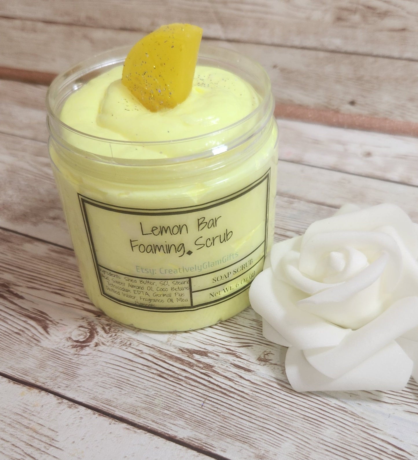 Lemon Cookie Bar Whipped Foaming Sugar Scrub. Exfoliating Body Wash & Scrub. All Natural Shea Butter Whipped Soap and Shaving Cream - Glamorous Beauty & Boutique