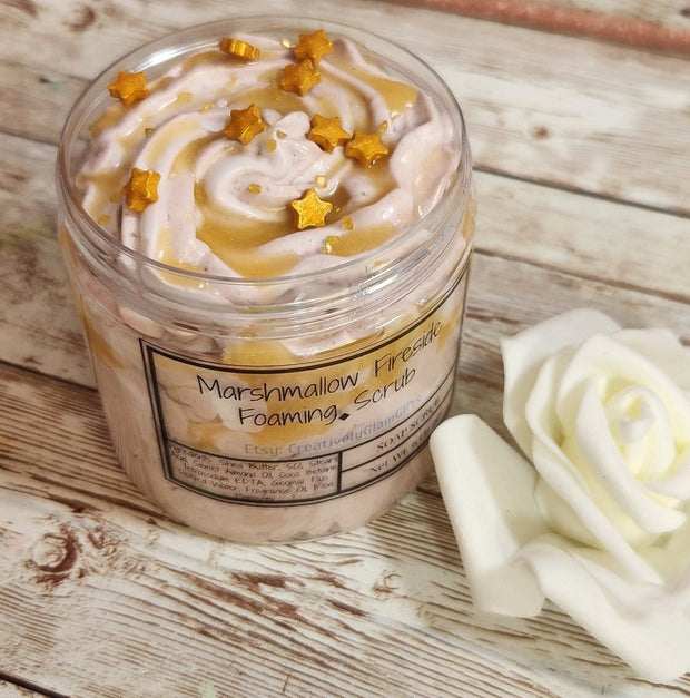 Marshmallow Fireside BBW Body Butter & Whipped Sugar Scrub Gift Set. Handmade All Natural Fluffy Whipped Sugar Scrub and Body Butter Combo - Glamorous Beauty & Boutique