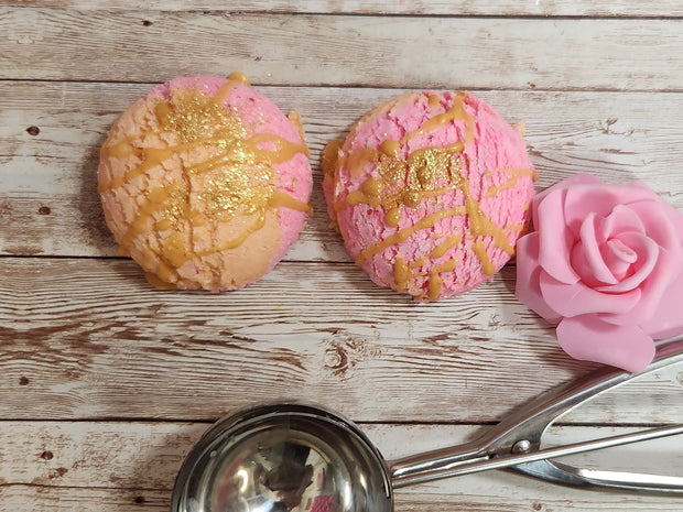 Juicy Papaya Mango XL Ice Cream Scoop Bubble Bars. Handmade All Natural Shea Butter Bubble Bath. Moisturizing Bath Bomb/Bubble Scoops - Glamorous Beauty & Boutique