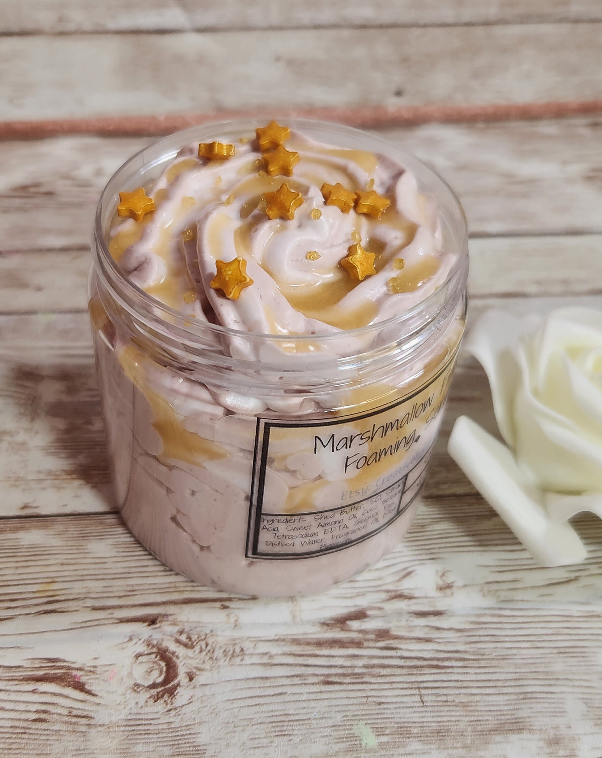 Marshmallow Fireside BBW Type Whipped Foaming Sugar Scrub. Exfoliating Body Wash & Scrub. All Natural Shea Butter Whipped Soap/Shaving Cream - Glamorous Beauty & Boutique