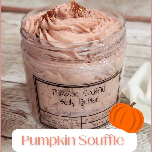 Pumpkin Souffle Shimmer Whipped Body Butter. Handmade Shea & Cocoa Butter Body Frosting. All Natural Non Greasy Emulsified Body Butter - Glamorous Beauty & Boutique