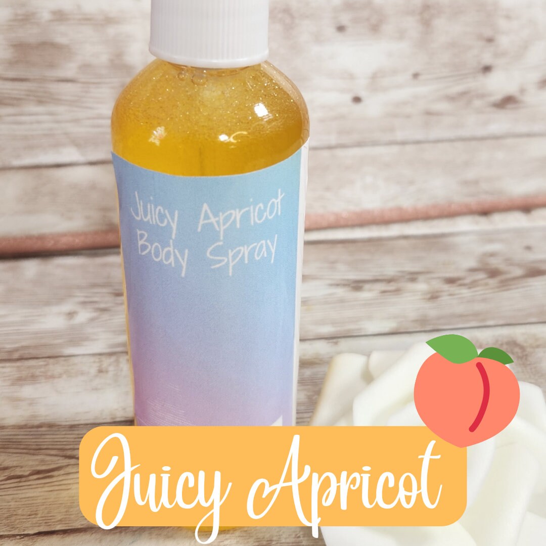 Juicy Apricot Moisturizing Body & Hair Spray. 4 oz Handmade Alcohol Free Hair and Body Mist.  Room Freshener - Glamorous Beauty & Boutique