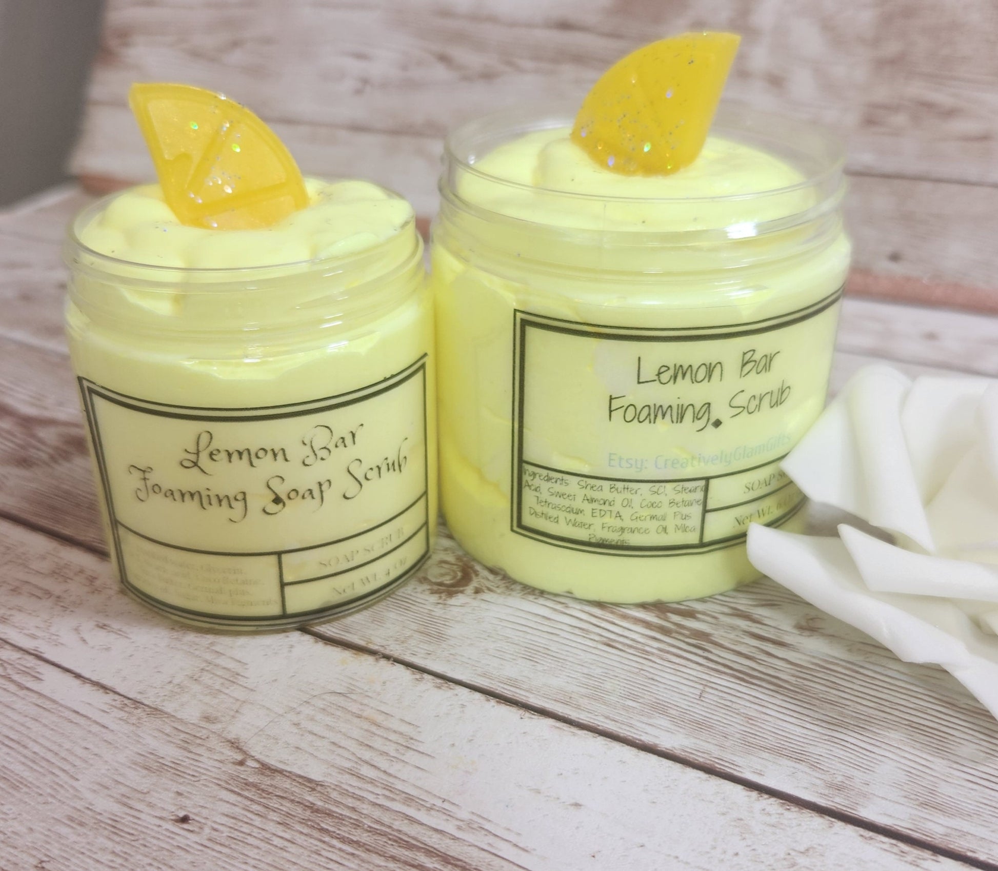 Lemon Cookie Bar Whipped Foaming Sugar Scrub. Exfoliating Body Wash & Scrub. All Natural Shea Butter Whipped Soap and Shaving Cream - Glamorous Beauty & Boutique