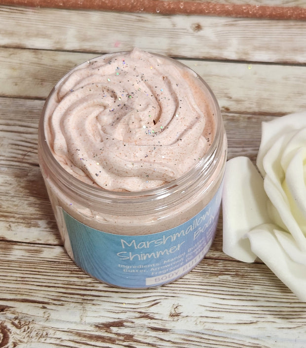Marshmallow Fireside BBW Body Butter & Whipped Sugar Scrub Gift Set. Handmade All Natural Fluffy Whipped Sugar Scrub and Body Butter Combo - Glamorous Beauty & Boutique