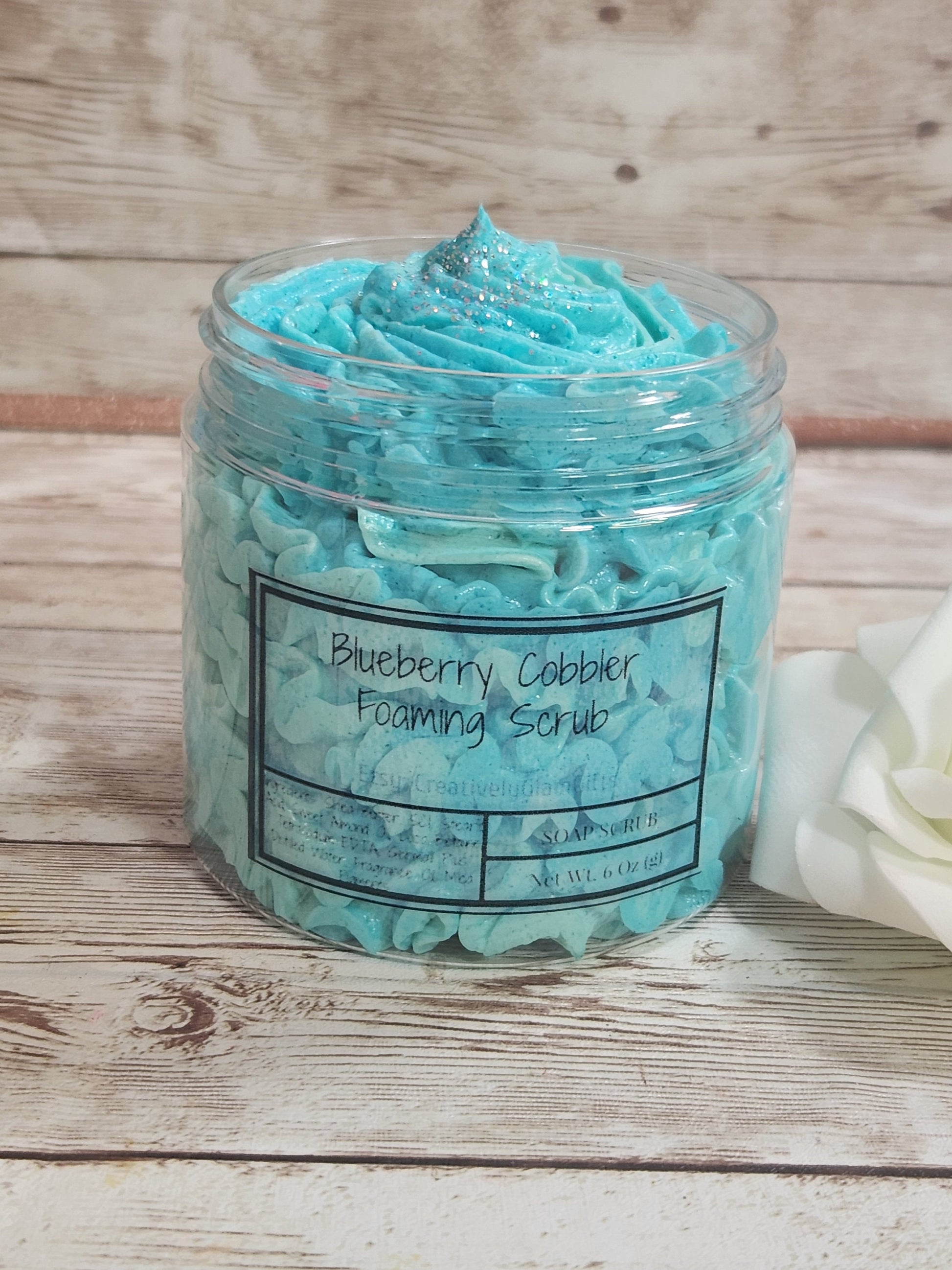 Blueberry Cobbler Exfoliating Whipped Shea Butter Sugar Scrub. Handmade Whipped Soap & Body Scrub. All Natural Soap Scrub/ Shaving Cream - Glamorous Beauty & Boutique