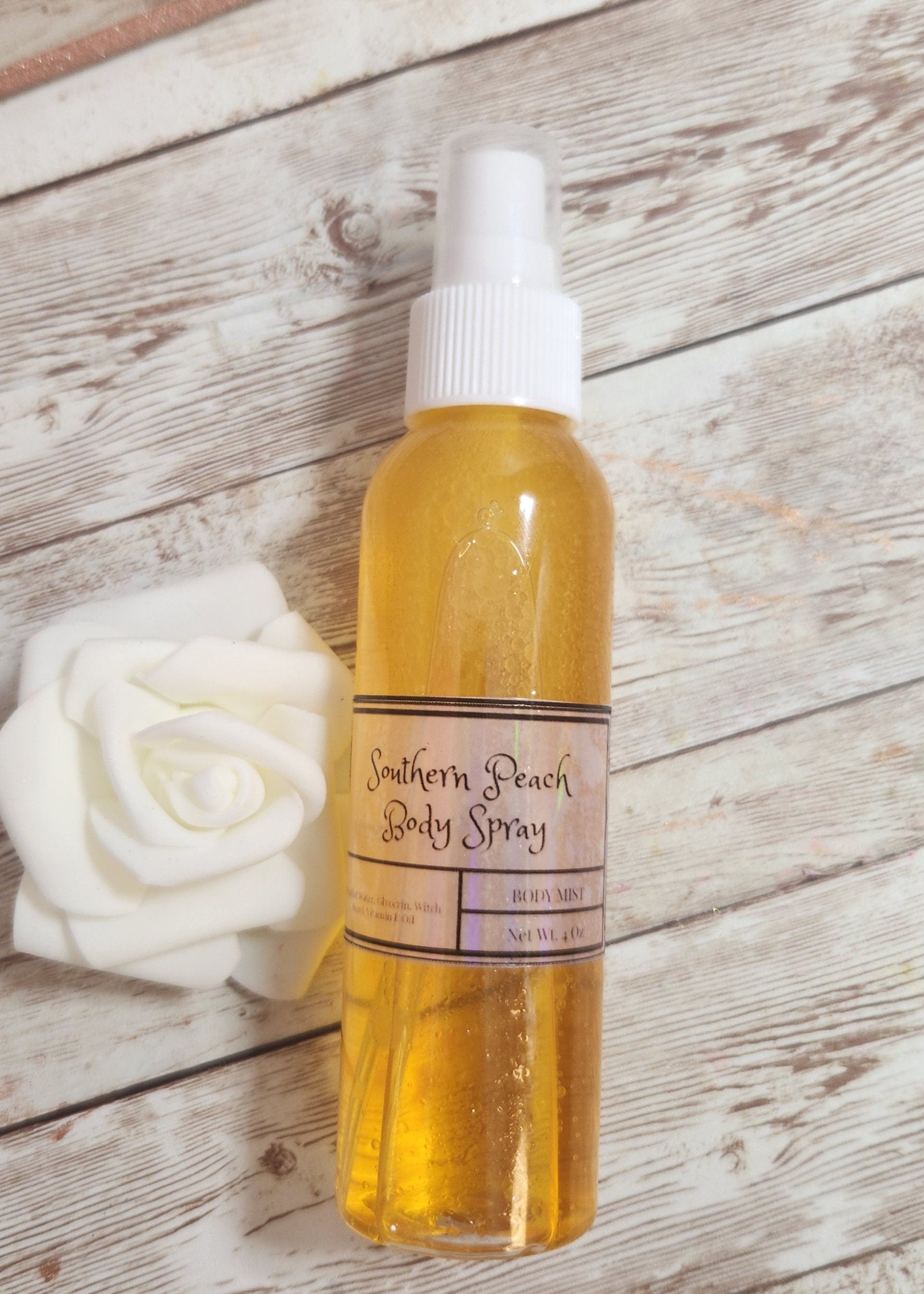 Southern Peach Moisturizing Body & Hair Spray. 4 oz Handmade Alcohol Free Hair and Body Mist.  Room Freshener - Glamorous Beauty & Boutique