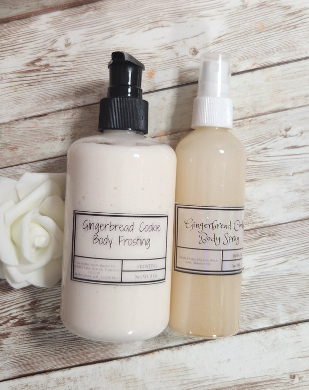 Gingerbread Cookie Bath & Body Gift Box. All Natural Shea Butter Body Frosting and Hydrating Body Spray. Body Lotion and Body Mist Gift Set - Glamorous Beauty & Boutique