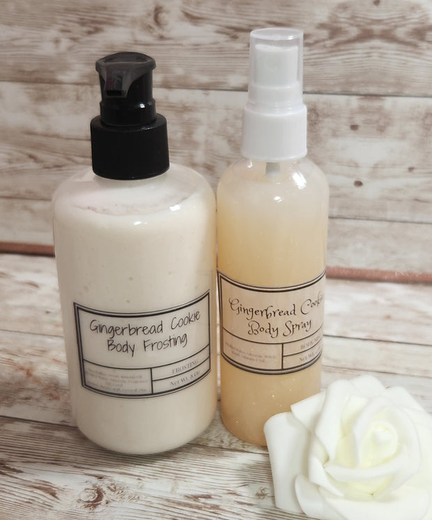 Gingerbread Cookie Bath & Body Gift Box. All Natural Shea Butter Body Frosting and Hydrating Body Spray. Body Lotion and Body Mist Gift Set - Glamorous Beauty & Boutique