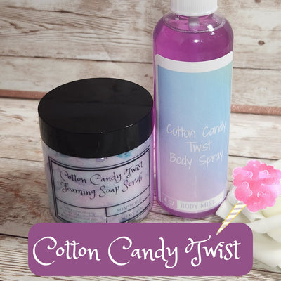 Cotton Candy Twist Bath & Body Gift Box. Shea Butter Whipped Sugar Scrub and Hydrating Body Spray. Whipped Soap Scrub and Body Mist - Glamorous Beauty & Boutique