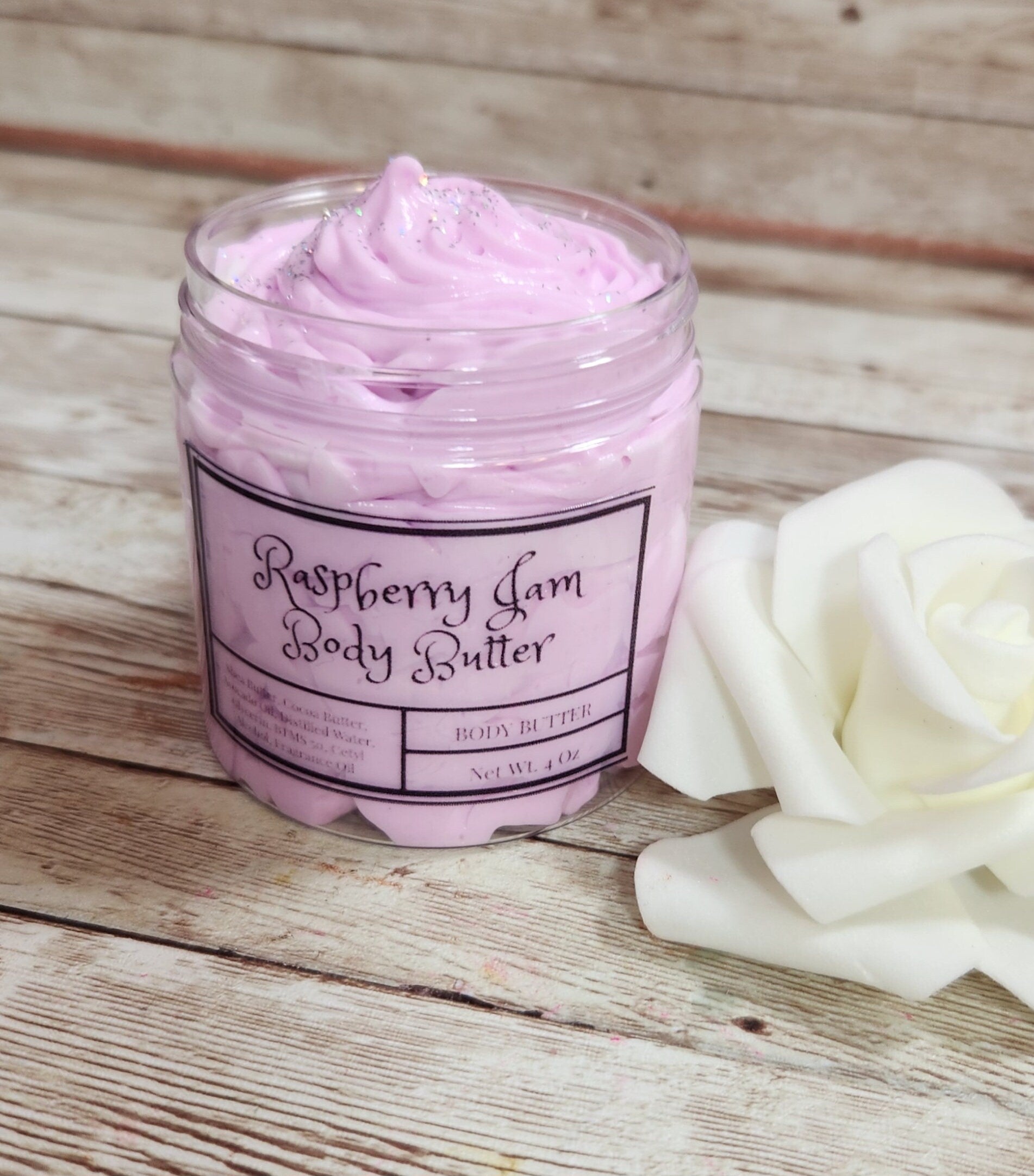 Raspberry Jam Whipped Body Butter. Handmade Shea & Cocoa Butter Body Frosting. All Natural Non Greasy Emulsified Body Butter - Glamorous Beauty & Boutique